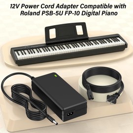 12V Digital Piano Charger Replacement Compatible with Roland PSB-5U FP-10