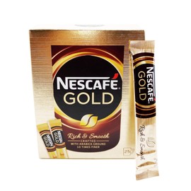 NESCAFE Gold Rich & Smooth Taste Crafted with Arabica Ground Coffee Beans 10 Times Finer Instant Coffee Beverages Stickes for a Perfect Day Start (1 Box (25 Sticks))