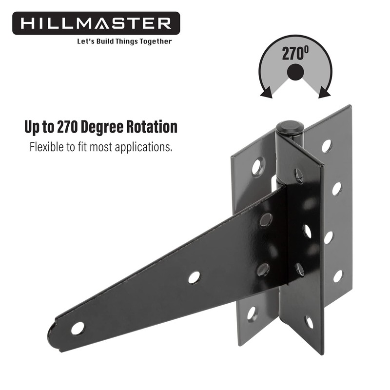 HILLMASTER 6 Inch T-Strap Heavy Duty Shed Door Hinges Gate