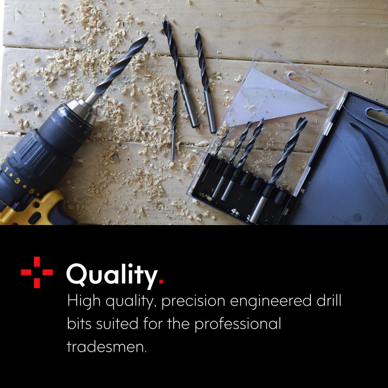 DART 8 Piece Brad Point Wood Drill Bit Set -