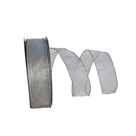 Sheer Silver Metallic Edge Ribbon - 1 1/2" x 50 Yards, Wedding, Reception, Anniversary, Christmas, Centerpiece, Bouquet, Wreath, Swag, Garland, NYE