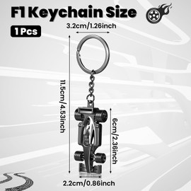 Quilax F1 Keychain for Men, Alloy Car Model Keychain, Metal Formula One Keyring Racing Car Key Chain, Formula 1 Race Cars Key Holder Accessories for Boyfriend Father Racing Enthusiasts Gifts (Black)