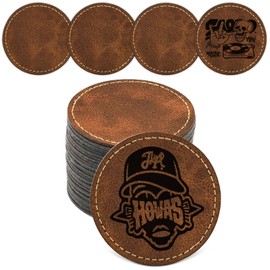 Blank Leatherette Patches for Hats, Iron On Patches for Clothes Jeans, Artificial Leather with Adhesive for Laser Engraving, Rustic DIY Repair Sewing Crafts 3 x 2 Inches (36Pcs Round Retro)