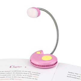 HONGUT Book Reading Light, Kids Book Light for Reading in Bed, LED Clip on Reading Light, USB Rechargeable Small Book Light, 3 Brightness Dimmable Bookmark Lamp for Bookworms Travel,Pink