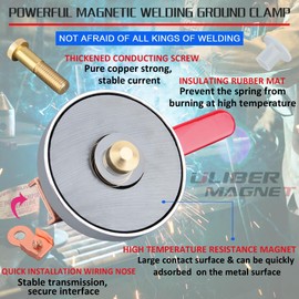ULIBERMAGNET 1PCS Magnetic Welding Ground Clamp,500AMP Quick Release Strong Gripping Magnetic Mount Welding Support Clamp Tools for Welding Cutting Factories Industries Work Shop Instrument Processing