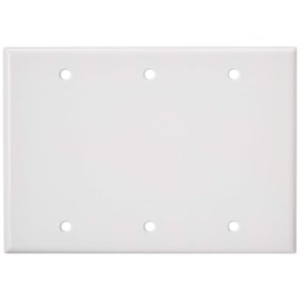 Leviton 88033 3-Gang No Device Blank Wallplate, Standard Size, Thermoset, Box Mount, White