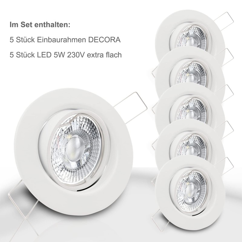 DECORA Recessed Ceiling Spotlight 230 V - Set Includes LED