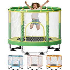 ZCMHAXJ 55" Trampoline for Kids with Enclosure, 440lbs Capacity Indoor & Outdoor Toddler Trampoline, Gifts for Boys & Girls