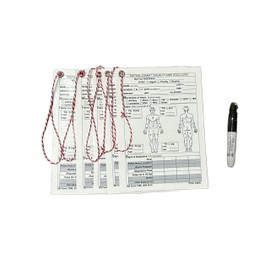 Tactical Casualty Combat Care Card 5 Pack Laminated with Strings and Mini Permanent Marker