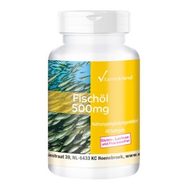 Fish Oil 500 mg - 60 Softgels, Natural Source of Omega-3 Fatty Acids, 18% EPA and 12% DHA, Safe Dosage Vitamintrend®