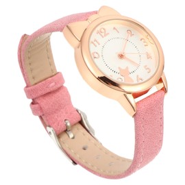 ibasenice Cat Children Watch Cartoon Waterproof Metal Faux Leather Kids Wristwatch Birthday Gift for Girls Teens