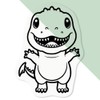 Azeeda 4 x Klein 50mm 'Süßer T-Rex' Permanente Transparente Aufkleber