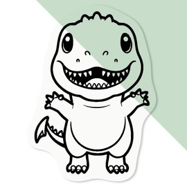 Azeeda 4 x Klein 50mm 'Süßer T-Rex' Permanente Transparente Aufkleber für Fenster/Autos/Wände/Skateboards etc (DC00136296)