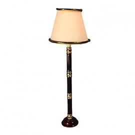 Melody Jane Dolls House Floor Light Brown Base White Shade Electric Standard Lamp 12V