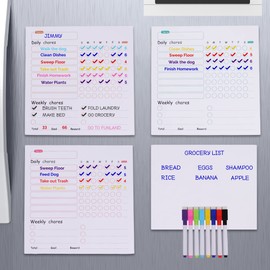 Magnetic Chore Chart for Refrigerator, 3 Charts - 1 Whiteboard - 8 Markers with Eraser Caps, Chore Chart for Kids Multiple Kids Can Enjoy – Toddler Chore Chart and Family Chore Chart