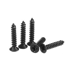 sourcing map M3.5 x 20 mm Wood Screws Phillips Flat Head Self-Tapping Black Pack of 200
