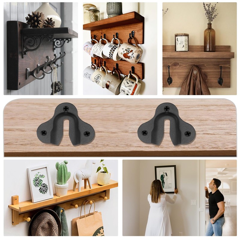 Murtenze 20PCS Matte Black Keyhole Hangers Buckle Type Picture Hanger,