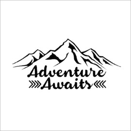 DF Adventure Awaits Vinyl Decal Sticker - Black, 5-Inch Size for Cars, Trucks, Vans, SUVs, Laptops, Walls - Outdoors, Hiking, Camping, Mountains