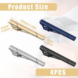 Set of 4 Tie Clips, Classic Tie Clips, Men's Tie Clip, Tie Clip Set, Tie Clip Set, for Valentine's Day, Christmas, Wedding, Business, Bar and Everyday Use