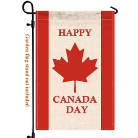 Happy Canada Day Garden Flag,12x18 in Novel Canadian Maple Decor Banner for Patio Yard With Double Side Printing