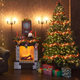 pepape Christmas Ribbon Lights - Christmas Tree Decorations - Copper Wire Ribbon Fairy Lights for Xmars Tree New Year Party Weddings - 13ft /4m Red Ribbon Light Battery Powered(Warm Lights Color)