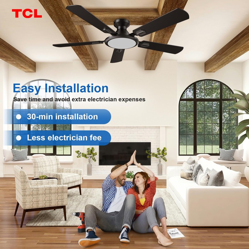 TCL Ceiling Fans with Lights, 52 Inch Low Profile Ceiling