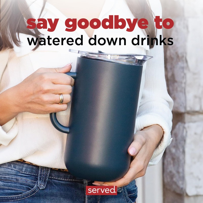 Served Premium Insulated Pitcher (2L/66oz) - Double Walled, Copper Lined