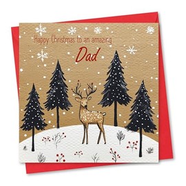 Christmas Card for Dad. Stag Design. Eco-friendly & UK Made. Verse Inside. 148x148mm card size.