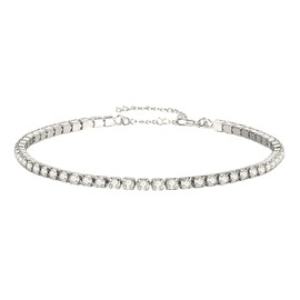QueenBee Silver Plated 2mm Cubic Zirconia Tennis Bracelet, Silver Bracelet for Women, Hypoallergenic Silver Bracelets for Women, Minimalist Non-Fading Non-Tarnish Silver Bracelet, Birthday Silver Jewelry Gift, Birthday Silver Jewelry Gift, Valentine’s Da