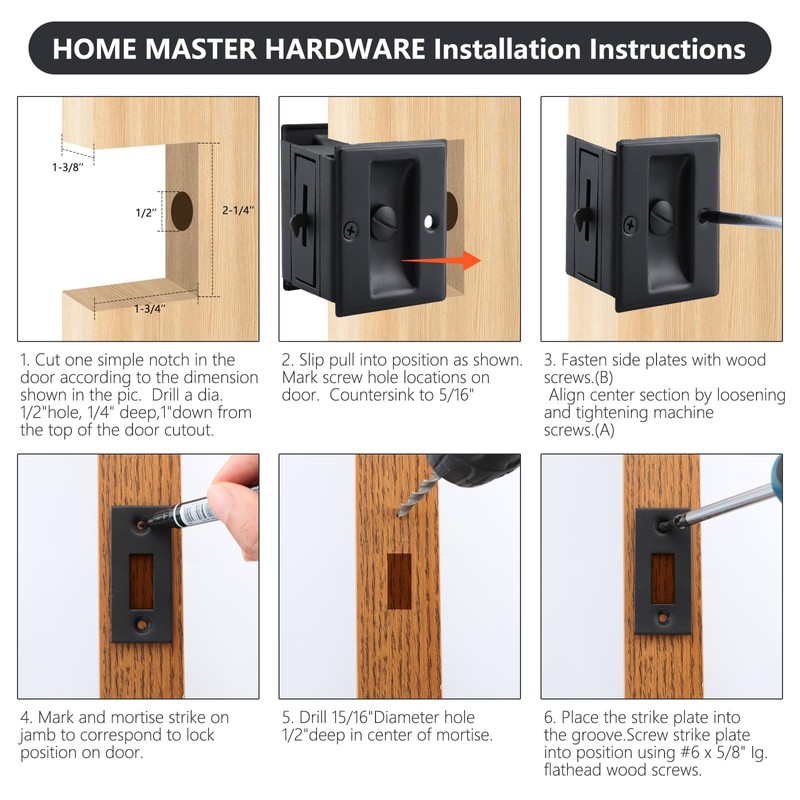 HOME MASTER HARDWARE Privacy Pocket Door Lock Pull Replace Damaged
