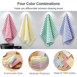Sharemee - 8Pcs Kitchen Dish Cloths 11x16 Inches, Bulk Cotton Dishcloths Scrubbing Wash Cloths Sets (Mix Color)