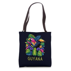 Tropical Parrot, Toucan and Flowers and Plants of Guyana Tote Bag