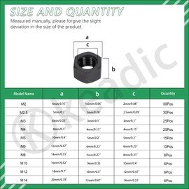 Keadic 164Pcs Nylon Hex Nuts Assortment Kit, M2 M2.5 M3 M4 M5 M6 M8 M10 M12 M14 Hexagon Nut Fasteners Set with Plastic Storage Case for Electronics Home Machinery (Black)