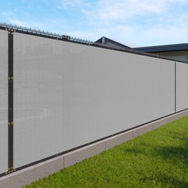 Windscreen4less Privacy Fence Screen Heavy Duty Windscreen Fencing Mesh Fabric Shade Net Cover with Brass Grommtes for Outdoor Wall Garden Yard Pool Deck, 6'x58' Light Gray