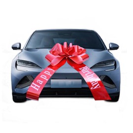 ACONDE Car Ribbon Bow, Bow for Car, Gift Bow, Large, Giant Red Bow (30 Inch Happy Birthday) for Car, Bicycle, Christmas, Great Gift, Wedding, Party, Celebration