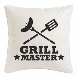 Reifen-Markt Cushion Cover 40 x 40 cm Grill Master – Grilling – Grill – BBQ – Steak Microfibre in White