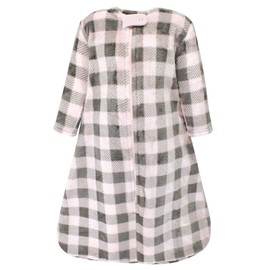 Hudson Baby Unisex Baby Plush Sleeping Bag, Sack, Blanket, Pink Gray Plaid, 0-6 Months
