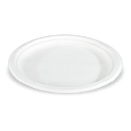 VEPATIM 50 Round Sugar Cane Plates Diameter 23 cm White Compostable