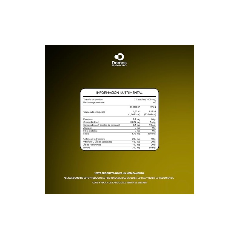 Suplementos Domos - Colágeno Ultra + Ácido Hialuronico + Biotina