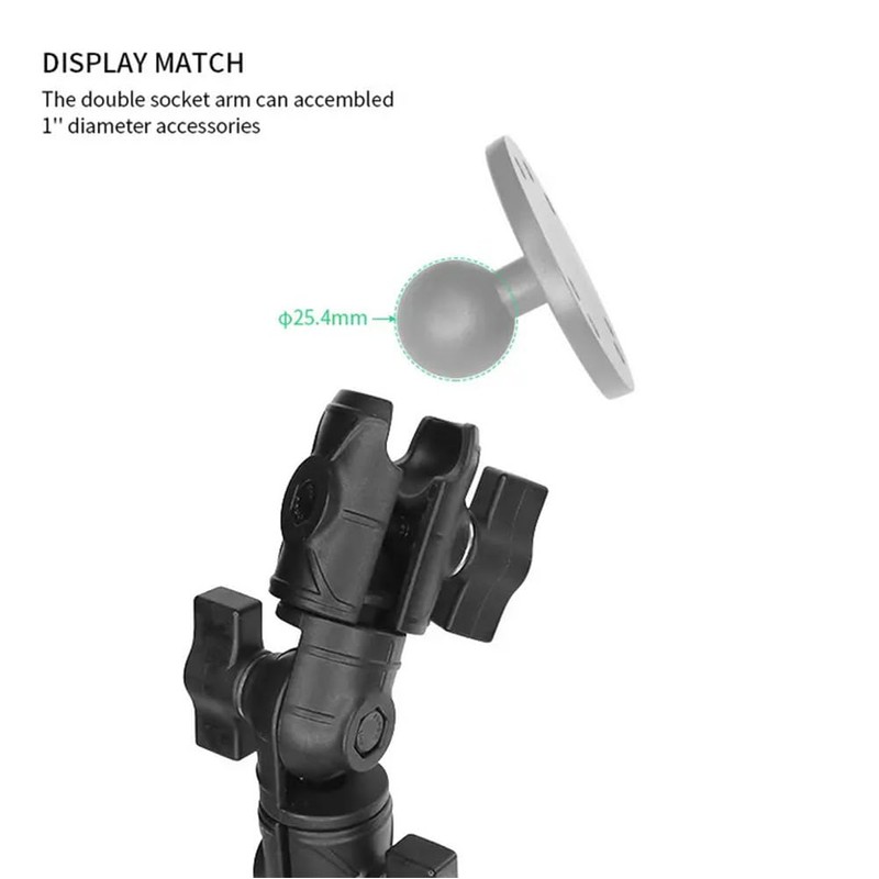 Strg Double Socket Swivel Arm with Dual 1" Ball sockets,