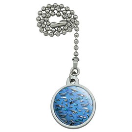 GRAPHICS & MORE Ocean Life Whale Dolphin Manatee Shark Pattern Ceiling Fan and Light Pull Chain