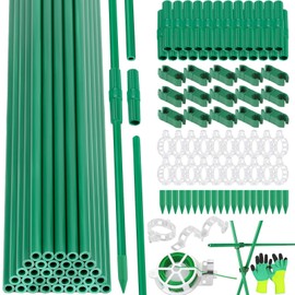 Emquito 35 Sets Garden Stakes,Fiberglass Tomato Stakes, Garden Sticks with Accessories, DIY 4ft 5ft 6ft 7ft Plant Stakes Plant Sticks Supports for Indoor Outdoor Plants Tomato, Vegetables, Pepper