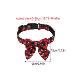 Dmnnlp Christmas Dog Collar, Dog Collars with Bow Tie, Christmas Checked Costume Cat Dog Collar Removable Bow, Red Christmas Gift Puppies (L)