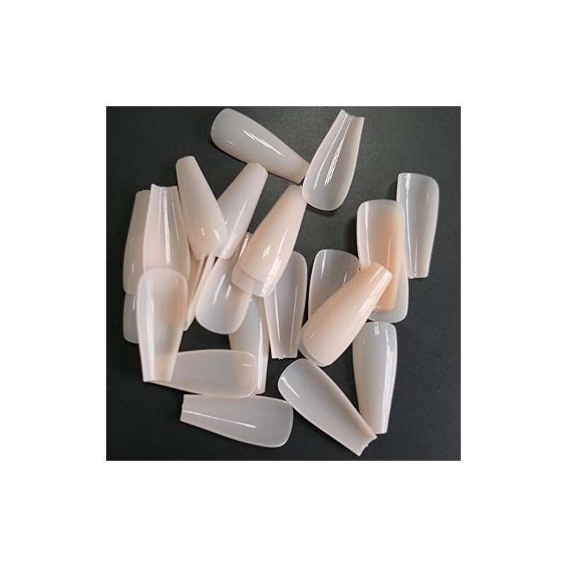 LoveOurHome 100PC Coffin Press-on Nails Nude Medium Acrylic Tips, Ballerina