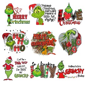 9 Sheets Christmas Iron on Transfer Stickers Heat Transfer Vinyl Decals Iron on Vinyl Cute Winter Heat Transfer Stickers Christmas Iron on Applique for Clothes Xmas DIY Craft Supplies