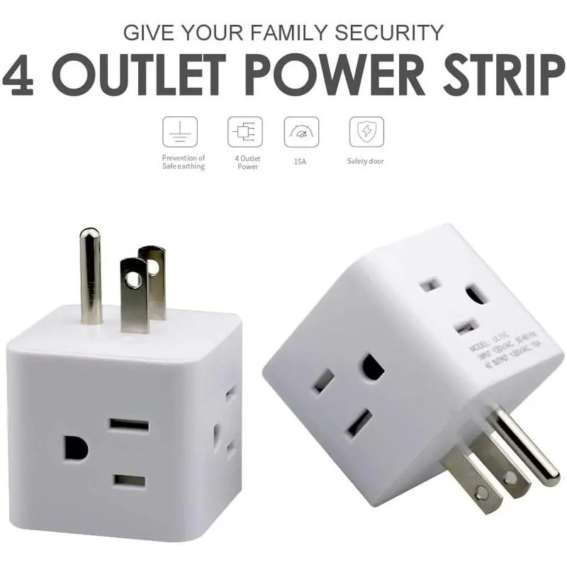 Generic Power Plug 4 outlets Wall Strip Cube (4 Way