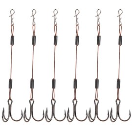 Natudeco 6Pcs Fishing Hooks Treble Hooks Kit Reusable Barracuda Hook Line Set Corner Bait Hook Lure Hook with Barbed