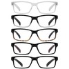 GUD Reading Glasses 5-Pack Readers Spring Hinge Reading Eyeglasses for