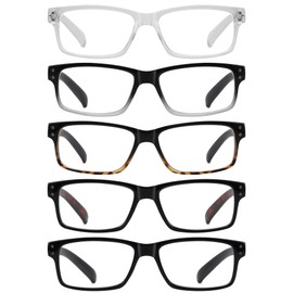 GUD Reading Glasses 5-Pack Readers Spring Hinge Reading Eyeglasses for Men Women +3.75