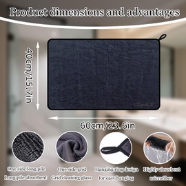CZandCZ 3 x Microfibre Cloths, Car Drying Cloth, XXL, 40 x 60 cm, Fast Dry Microfibre Cleaning Cloth for Bathroom, Car, Household, Camping, Drying Towel Shower 600 GSM